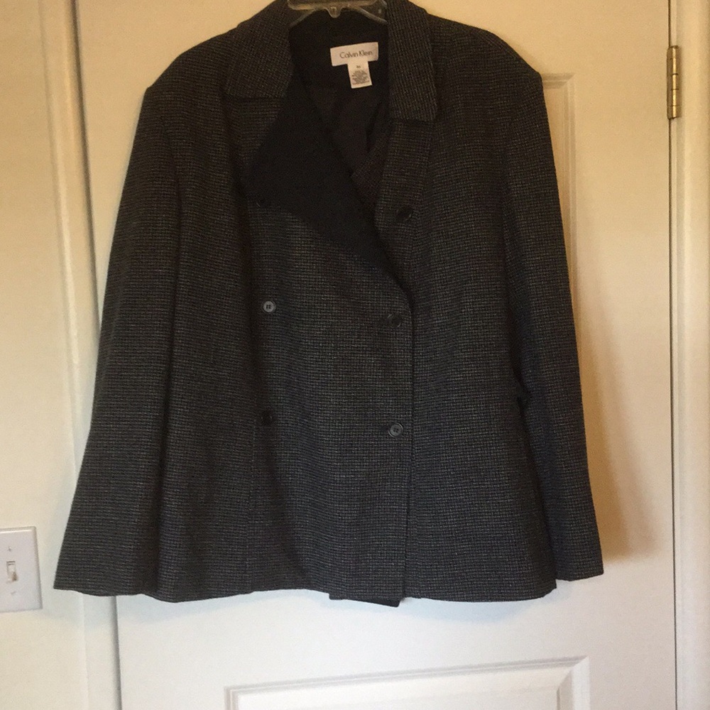 Calvin Klein navy tweed blazer